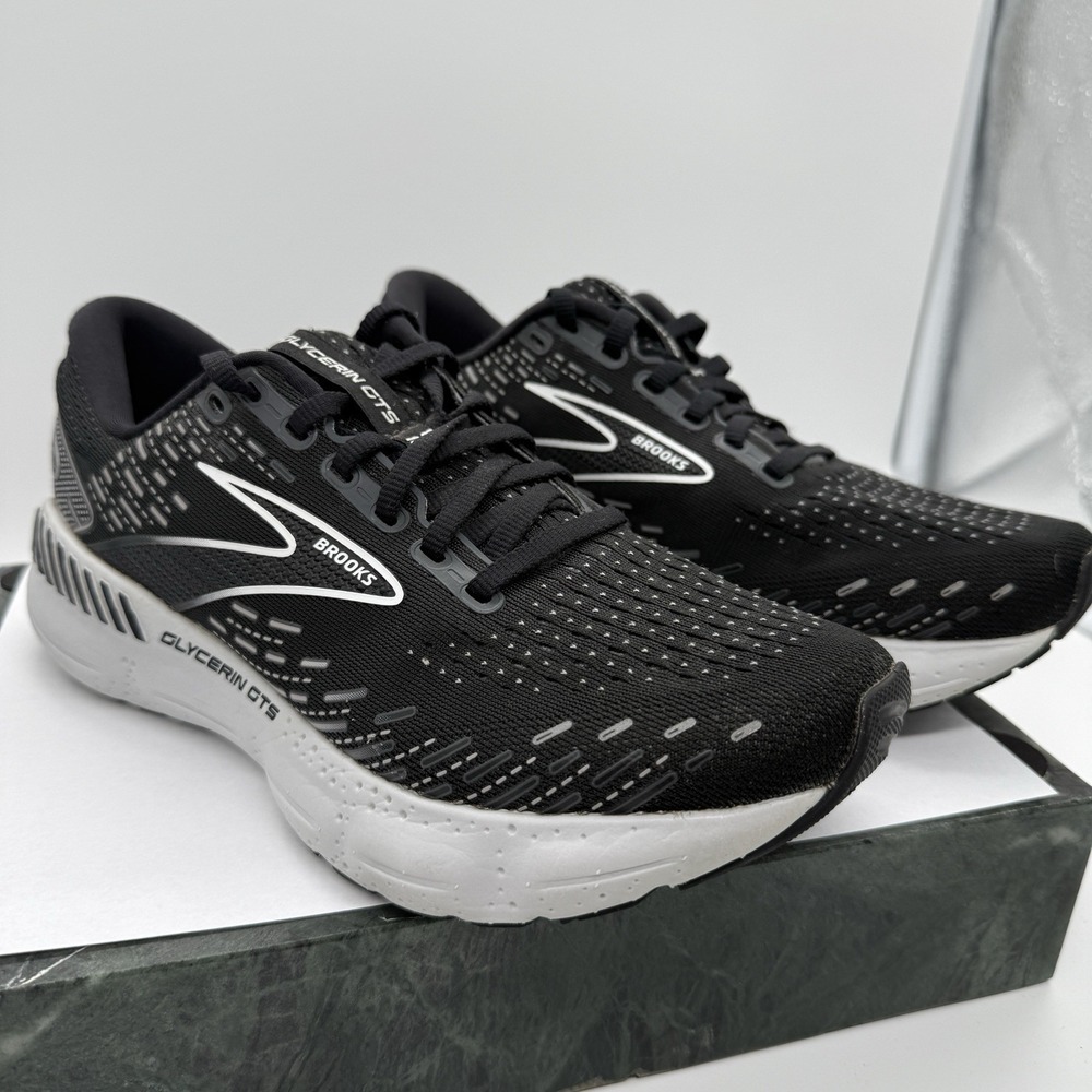Brooks Glycerin GTS 20 Black White Running Shoes Womens 7.5 Medium B